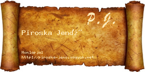 Piroska Jenő névjegykártya